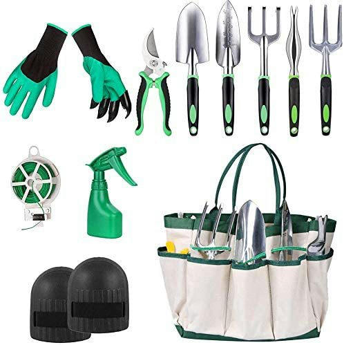 Garden Tool Set with Non-Slip Ergonomic Handles, Aluminum Alloy Rust-Proof Durable Gardening Hand Tools