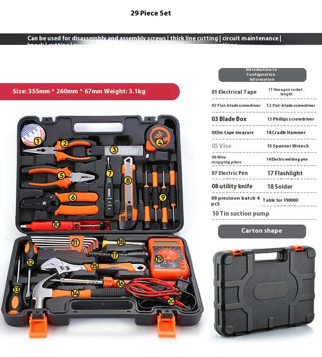 29-Piece Household Tool Set Basic Hand Tool Kit with Claw Hammer Perfect for DIY, Home Maintenance
