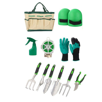 Gardening Tools 11 Piece Aluminum Gardening Set with Rubber Non-slip Handle and Tool Bag