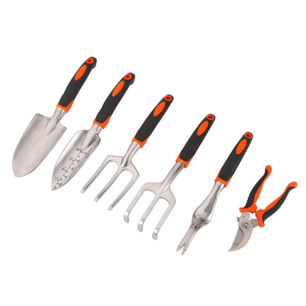 Gardening Tools 6 Piece Cast Aluminum Gardening Set with Rubber Non-slip Handles Gardening Gifts