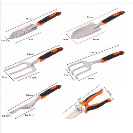 Gardening Tools 6 Piece Cast Aluminum Gardening Set with Rubber Non-slip Handles Gardening Gifts