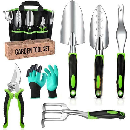 Gardening Tools - 7 Piece Aluminum Gardening Set with Rubber Non-slip Handles, Gardening Gifts