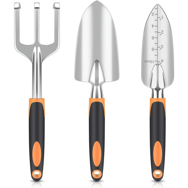 Garden Tool Set, 3 Piece Cast-Aluminum Gardening Kit with Rubberized Non-Slip Handle,Garden Gifts