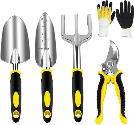 Heavy Duty Gardening Tools - 5-Piece Gardening Gift for Men and Women with Non-Slip Handles