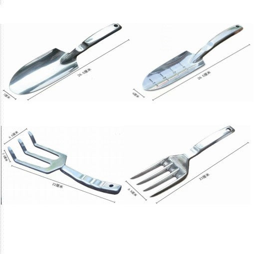 Garden Tools with Digging Trowel, Transplant Trowel and Hand Rake Solid One Piece Cast Aluminum Construction