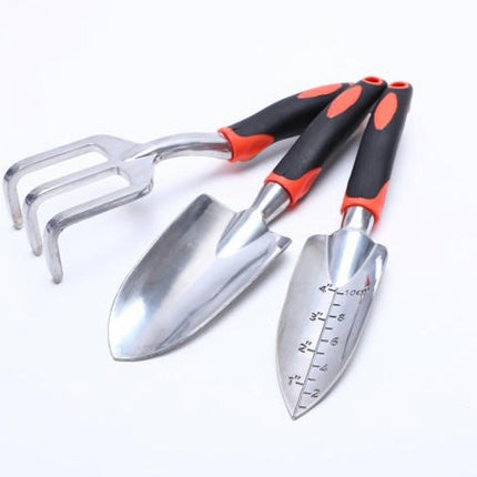 3-Piece Gardening Kit - Aluminum Alloy Spade Shovel, Transplant Hand Trowel and Cultivator Rake