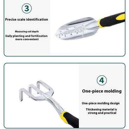 3-Piece Gardening Kit - Aluminum Alloy Spade Shovel, Transplant Hand Trowel and Cultivator Rake