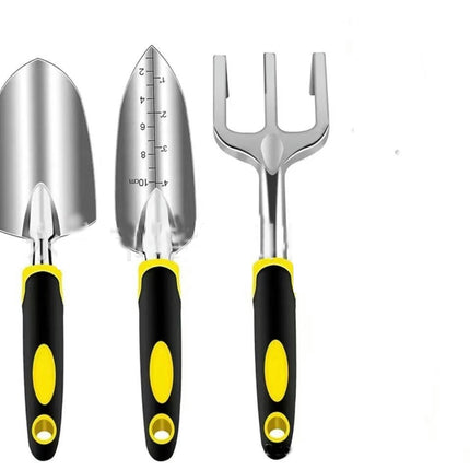 3-Piece Gardening Kit - Aluminum Alloy Spade Shovel, Transplant Hand Trowel and Cultivator Rake