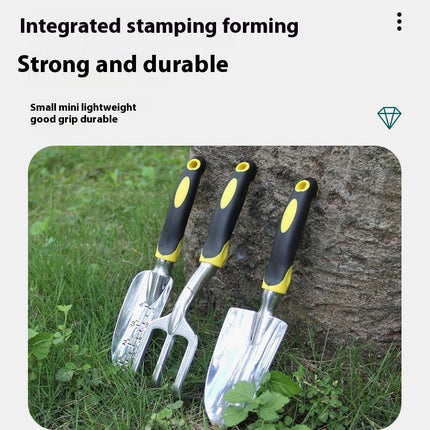 3-Piece Gardening Kit - Aluminum Alloy Spade Shovel, Transplant Hand Trowel and Cultivator Rake
