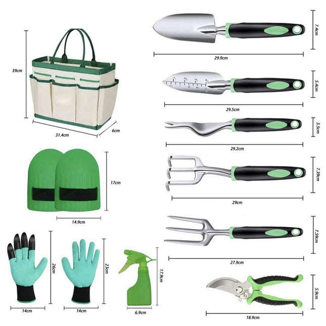 Gardening Tools 10-Piece Set Hand Tool Set Rust-Proof Aluminum Alloy With Tool Bag