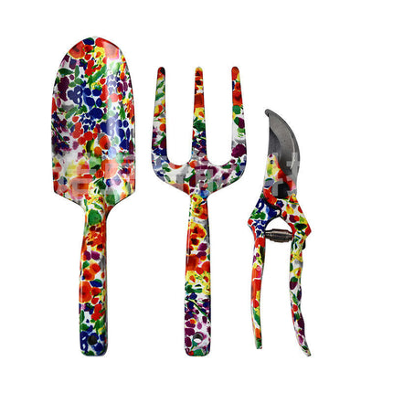 Printed Garden Tool Set - Shovel, Fork, Scissors 3-piece Set of Flower and Grass Care Gardening Tools