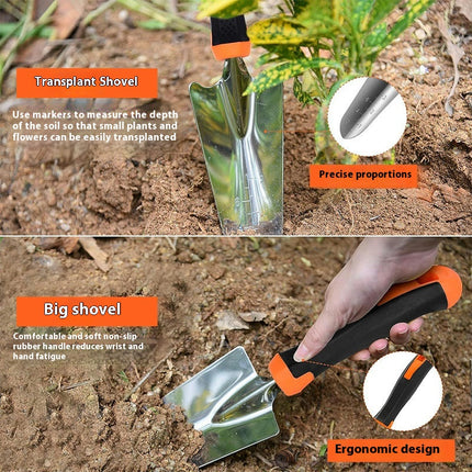 Gardening Tool Set - Heavy Duty Stainless Steel Garden Planting Tool Set with Carrying Bag