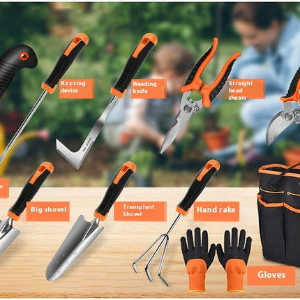 Gardening Tool Set - Heavy Duty Stainless Steel Garden Planting Tool Set with Carrying Bag