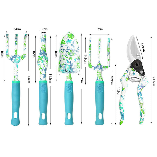 Garden Tools Set, 5 Pcs Floral Gardening Tools Kit with Non-Slip Rubber Handle Gifts for Women