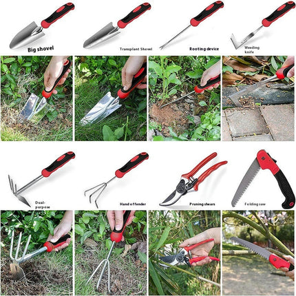 Gardening Tool 9-piece Set - Heavy Duty Stainless Steel Garden Vegetable Garden Planting Tool Set