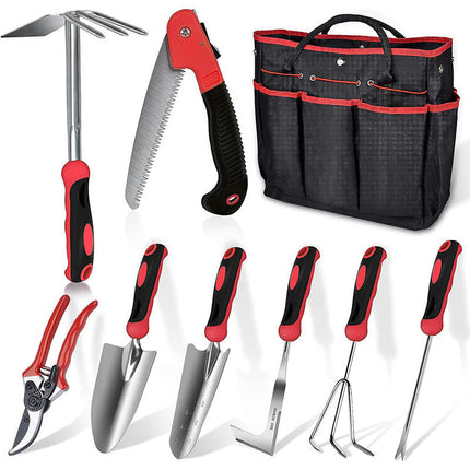 Gardening Tool 9-piece Set - Heavy Duty Stainless Steel Garden Vegetable Garden Planting Tool Set