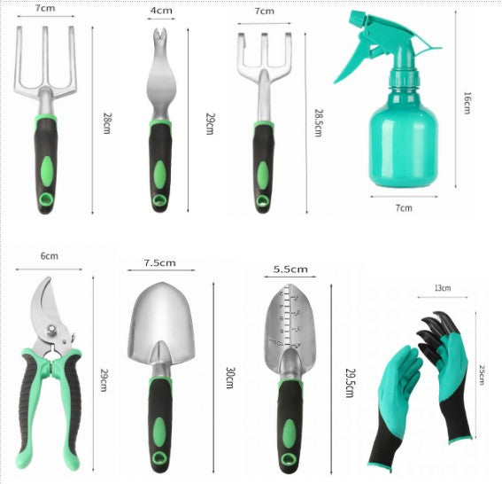Gardening Tool Set, 9 Piece Aluminum Hand Tool Starter Kit with Gardening Bag, Outdoor Gardening Tools