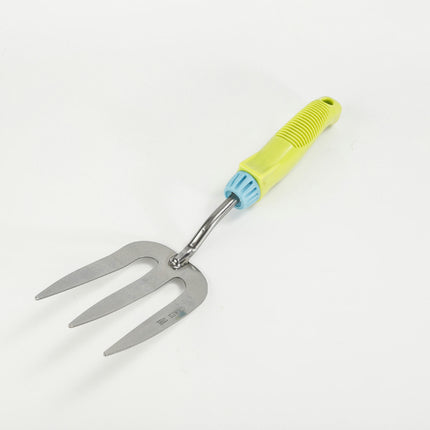 3-piece Garden Tool Set Including Double-Headed Hoe, Three-tooth Rake and Fork for Weeding and Planting