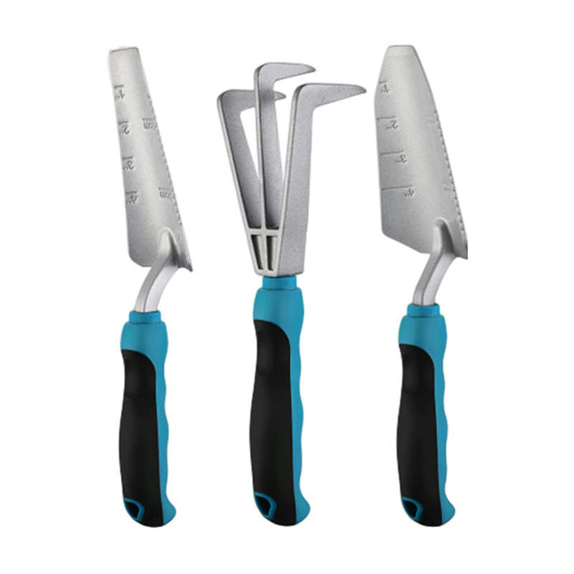 Garden Tool Set - Carbon Steel Shovel Rake 3-piece Garden Planting Tools Set