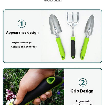 3-Piece Gardening Tool Set with Anti-Slip Silicone Handle, Ideal Gardening Tool Gift for Men and Women