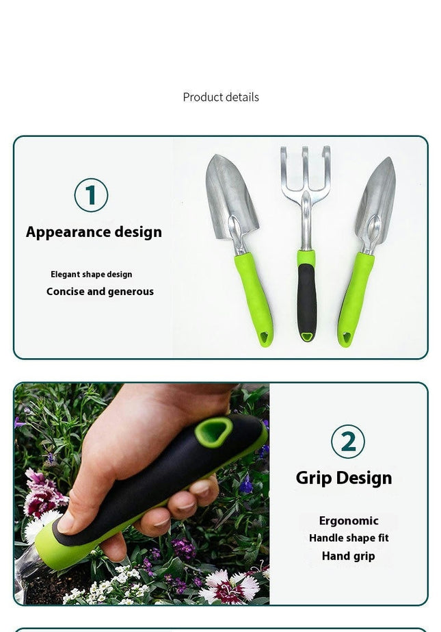 3-Piece Gardening Tool Set with Anti-Slip Silicone Handle, Ideal Gardening Tool Gift for Men and Women