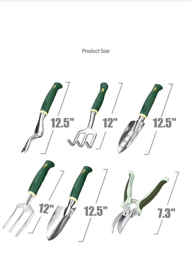 Gardening Tool 7-Piece Set - With Non-Slip Handle and Carrying Bag, Ideal Gardening Tool Gift for Men and Women