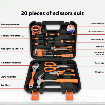 Household Tool Set 20 Pieces Universal Woodworking Repair Hand Tools with Tool Box Storage Box