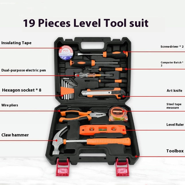 Tool Kit Household Tool Set 19 Piece Universal Hand Tool Kit with Tool Box Storage Box