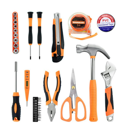 Home Tool Set 12 Piece Universal Woodworking Hand Tool Kit with Tool Box Storage Box