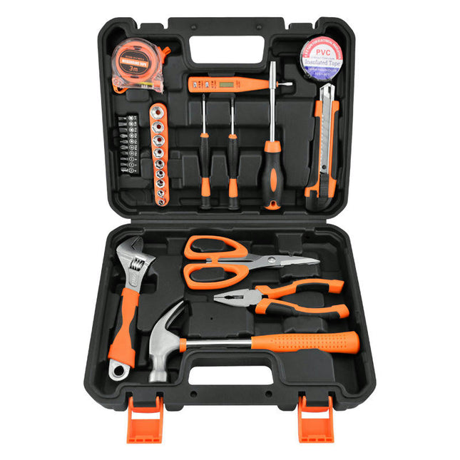 Home Tool Set 12 Piece Universal Woodworking Hand Tool Kit with Tool Box Storage Box