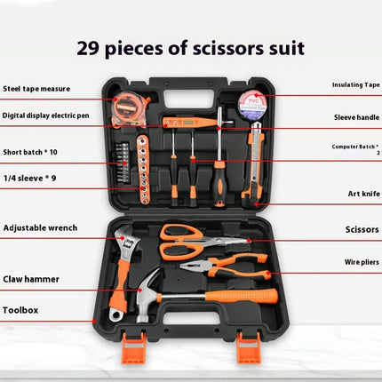 Home Tool Set 12 Piece Universal Woodworking Hand Tool Kit with Tool Box Storage Box