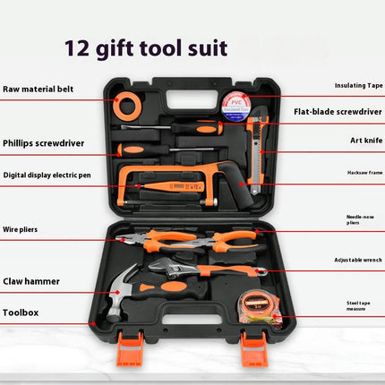 Tool Kit Household Tool Set 12-Piece General Hand Tool Kit with Toolbox Storage Case