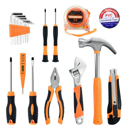19-Piece Hand Tool Set - Universal Household Tool Set with Plastic Tool Case