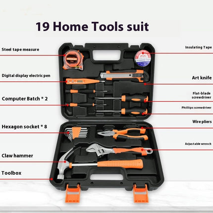 19-Piece Hand Tool Set - Universal Household Tool Set with Plastic Tool Case