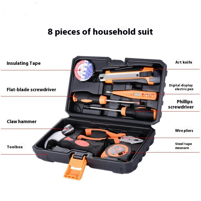 8-Piece Universal Household Hand Tool Set - Small Repair Tools with Plastic Tool Case