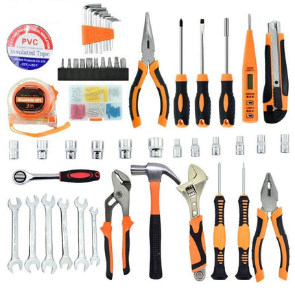 53-Piece Universal Household Hand Tool Set - With Plastic Tool Box Woodworking Electrician Tools