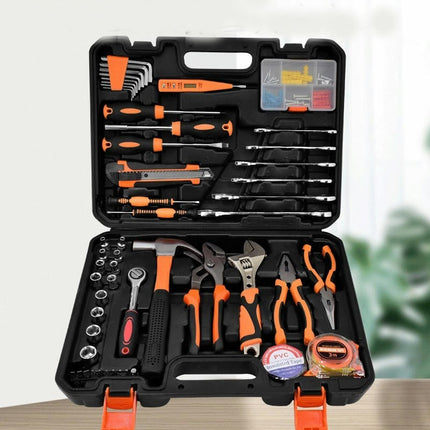 53-Piece Universal Household Hand Tool Set - With Plastic Tool Box Woodworking Electrician Tools