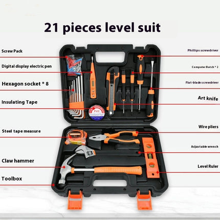 21-Piece Hand Tool Set - Includes Claw Hammer Wire Pliers Home Repair Tool Box Tools