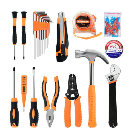 21 Piece General Household Hand Tool Set Kit with Plastic Toolbox Electricians Tools