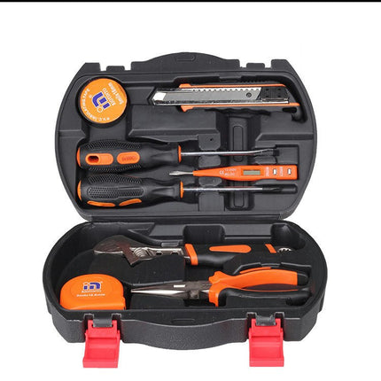 9-Piece Tool Set - Universal Household Manual Stainless Steel Tool Kit with Plastic Tool Box Storage Box