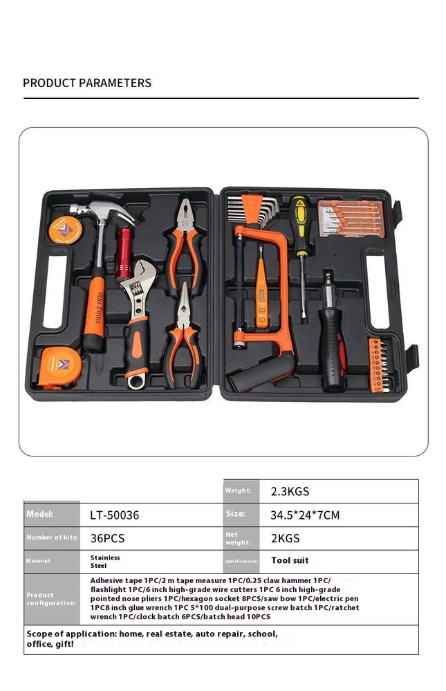 36 Piece Tool Set-General Household Hand Tool Kit,Auto Repair Tool Set, with PlasticTool Box