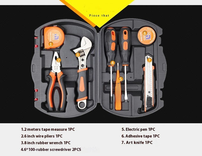 9-Piece Tool Set - Universal Household Hand Tool Kit with Plastic Tool Box Storage Box