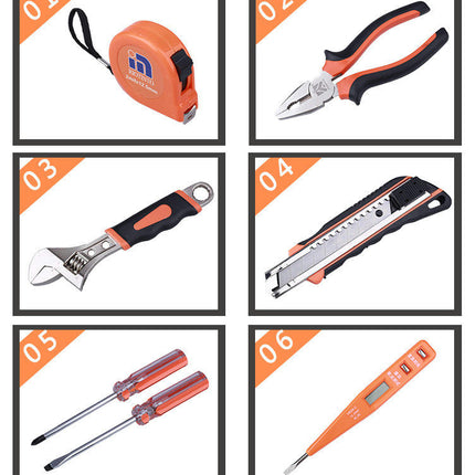 8-Piece Household Hand Tool Set - With Plastic Tool Box Home Repair Tool Set