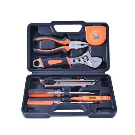 8-Piece Household Hand Tool Set - With Plastic Tool Box Home Repair Tool Set