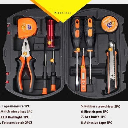 10-Piece Household Hand Tool Set - With Plastic Tool Box Woodworking Repair Tool Set