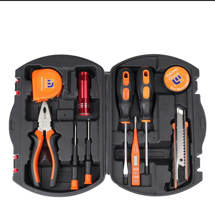 10-Piece Household Hand Tool Set - With Plastic Tool Box Woodworking Repair Tool Set