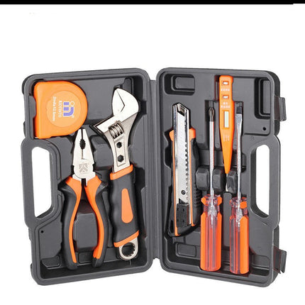 8-Piece Household Hand Tool Set - With Plastic Tool Box Home Repair Tool Set