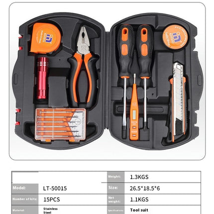 15 Piece Household Tool Set, Universal Hand Tool Kit with Plastic Tool Box Storage Box