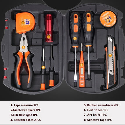 Household Tool Set 10-Piece General Hand Tool Kit with Toolbox Storage Case for Men and Women