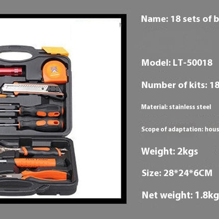 18-Piece Tool Set - Home Repair Tool Set Stainless Steel Hand Tools with Carrying Case